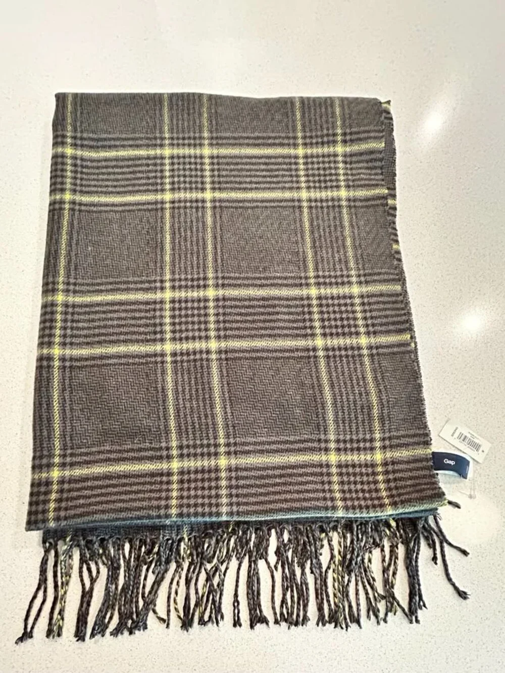 GAP Plaid Tartan Scarf – Brown Black Olive Gold – 100% Acrylic – NWT